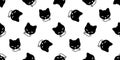 Cat seamless pattern kitten eating fish vector calico pet animal scarf isolated repeat background cartoon tile wallpaper doodle il Royalty Free Stock Photo