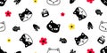 Cat seamless pattern kitten flower daisy calico vector neko breed dog pet food cartoon repeat wallpaper tile background scarf isol Royalty Free Stock Photo