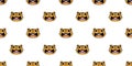 cat seamless pattern kitten smile laughing face paw footprint calico vector neko munchkin pet cartoon doodle tile background