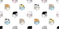 Cat seamless pattern kitten vector calico sleeping rice cooker cook scarf isolated repeat background cartoon tile wallpaper doodle