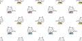 Cat seamless pattern kitten vector food bowl fish scarf isolated repeat background tile wallpaper cartoon doodle illustration desi