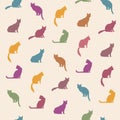 Cat seamless pattern. Pets background.