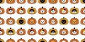 Cat seamless pattern pumpkin Halloween bone skull vector head jack o lantern kitten calico tile background scarf isolated cartoon Royalty Free Stock Photo