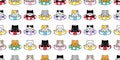 cat seamless pattern swimming pool ring inflatable kitten calico munchkin neko vector cartoon pet sea