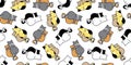 Cat seamless pattern valentine heart kitten vector pet animal scarf isolated repeat background tile wallpaper cartoon doodle illus