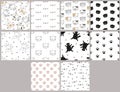 Cat seamless patterns. Cute animal paper pack. Set Royalty Free Stock Photo