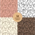 Cat seamless patterns set Royalty Free Stock Photo