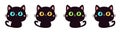 Cat set line. Kitten with big yellow, blue, green eyes. Black silhouette icon. Cute face head. Cartoon pet baby character. Pink Royalty Free Stock Photo