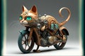 Cat shape bike illustration generative ai