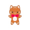 Cat shaped gingerbread cookie Royalty Free Stock Photo