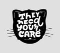 Cat shelter slogan flat vector logo design. Royalty Free Stock Photo