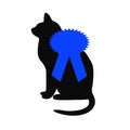 Cat show blue ribbon Royalty Free Stock Photo