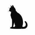 Minimalist Cat Silhouette Illustration On White Background