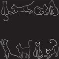 Cat silhouette border Royalty Free Stock Photo