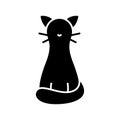 Cat silhouette icon. Emblem for packaging design of feed, pet shop, veterinary clinic. Black illustration of animal, homeliness.