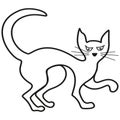 Cat silhouette icon. White vector figure. Black outline shape. White background illustration Royalty Free Stock Photo