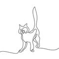 Cat silhouette logo. Continuous line drawing Royalty Free Stock Photo