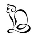 Cat silhouette logo.Continuous line Royalty Free Stock Photo