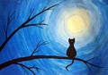 Cat silhouette in the moon light