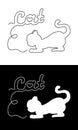 Cat silhouette with thread in two versions. Vector backdrop illustration Royalty Free Stock Photo