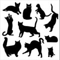 Cat silhouette vector set Isolated On White Background