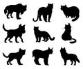 Cat silhouette vector set Isolated On White Background Royalty Free Stock Photo