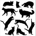 Cat silhouette vector set Isolated On White Background