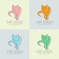 Cat simple line logo vector