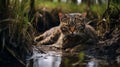 Abandoned Cat In Swamp: Atmospheric Portrait Of A Tabby