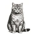 Hyperrealistic Hand-drawn Tabby Cat Illustration With Symbolic Animal Imagery