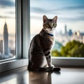 A Cat in Front of a Window Looking Back