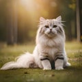 A Beautiful Cat Sitting on a Grassy Hill