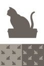 Cat sitting on a litter box silhouette icon