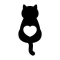 Cat skull icon heart logo valentine kitten symbol character cartoon illustration doodle design