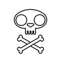 Cat skull symbol with crossed bones. Pirate symbol