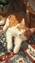 A cat is sleeping on a rug Royalty Free Stock Photo