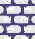 Cat sleeps pattern seamless. Sleeping pet ornament. Vector illus