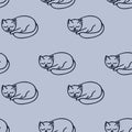 cat sleeps seamless pattern hand drawn doodle, . line art, nordic, scandinavian, minimalism, monochrome. wallpaper