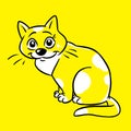 Cat smile character animal yellow cartoon illustration
