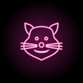 Cat with a smile neon icon. Simple thin line, outline vector of emoji icons for ui and ux, website or mobile application