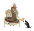 Cat snake in crown on throne 2 Royalty Free Stock Photo