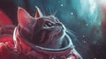 cat in space suit is floating in gallaxy space Royalty Free Stock Photo