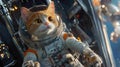 cat in space suit is floating in gallaxy space Royalty Free Stock Photo