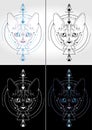Cat sphinx colorful design of tattoos and t-shirts