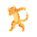 Cat standing in dub dancing pose, cute cartoon animal doing dubbing vector Illustration on a white background Royalty Free Stock Photo