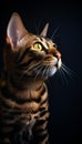 a cat staring upwards at something and has its eyes opened Royalty Free Stock Photo