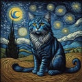 Cat with the Starry Night halloween