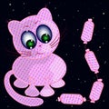 Cat and stars cartoon vector illustration. Royalty Free Stock Photo