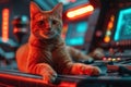 cat on starship command bridge Generative AI