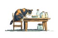 Cat Stealing Food from Table During Dinner feeding isolated Royalty Free Stock Photo